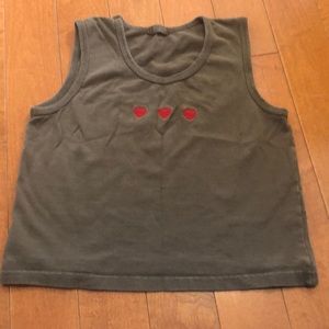 Brown tank top with red hearts